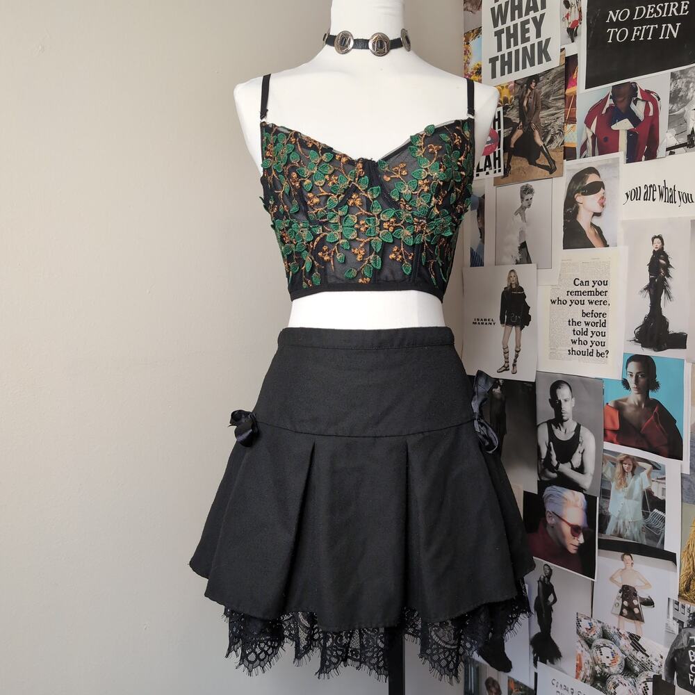 Embroidered Floral Mesh Bustier Top Gothic